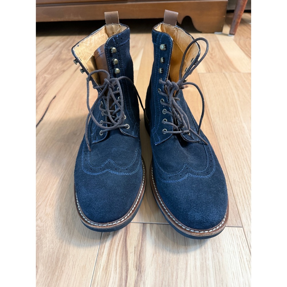 JackThreads Michael Boots Mens 10.5 Blue Suede Wingtip Lace Up Leather Preppy